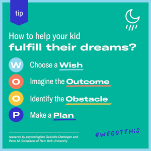 WOOP at home tip and worksheet from Prepared Parents