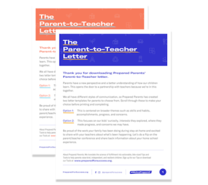 Parent to Teacher Letter from Prepared Parents