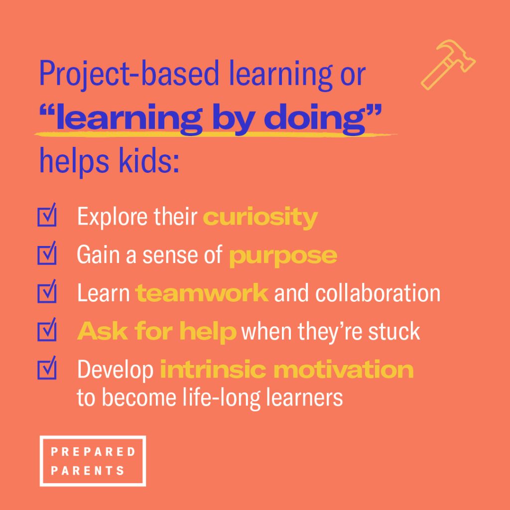 project based learning is learning by doing and helps kids explore their curiosity, gain a sense of purpose, learn teamwork and develops motivation. 