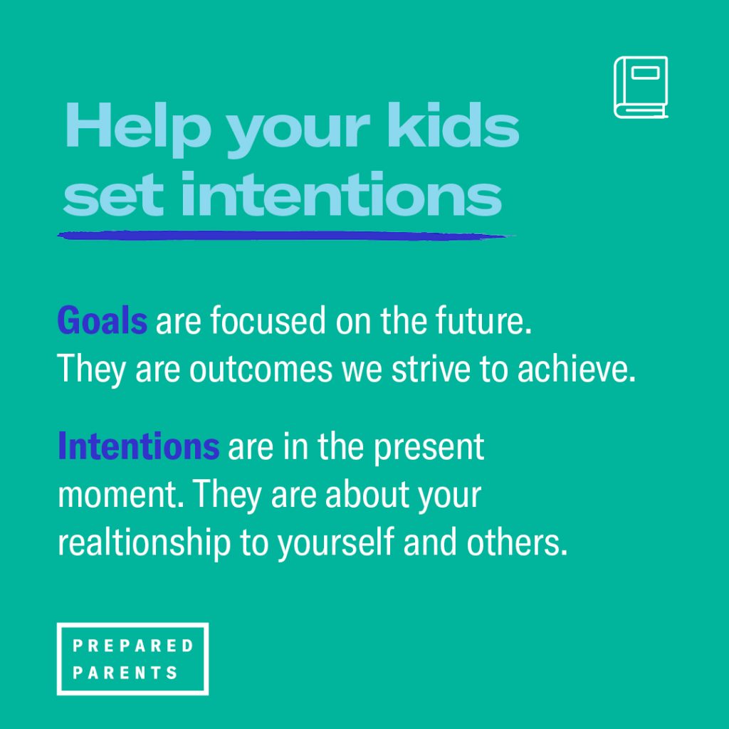 help kids set intentions. Goals are focused on the future. Intentions are in the present moment. 